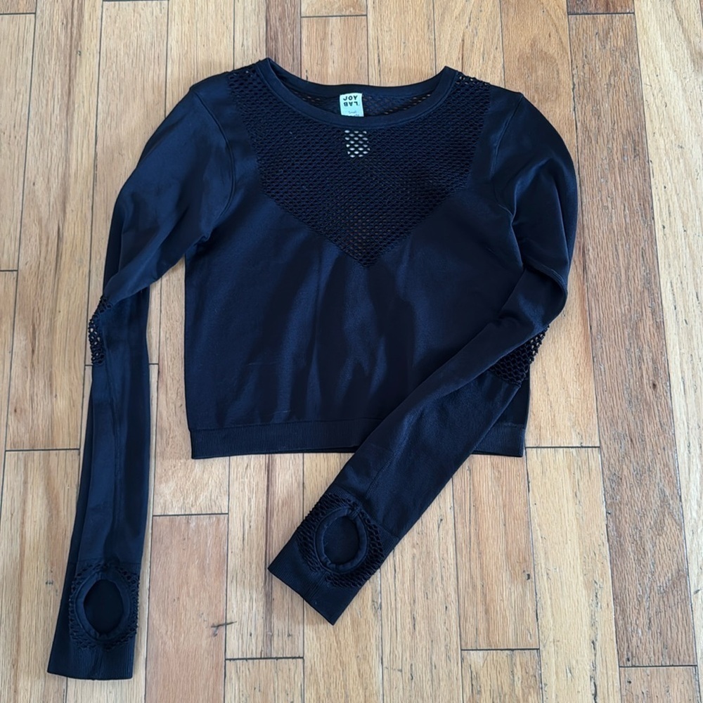 Joy Lab | Long-Sleeve Cropped Workout Top | Sport Mesh Cutouts Stretch | size S